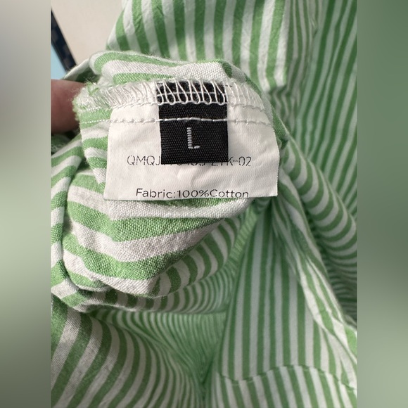 ebossy Boho Striped Button Up Side Slit Mid Long Cotton Shirt Dress with Pockets - Picture 9 of 16